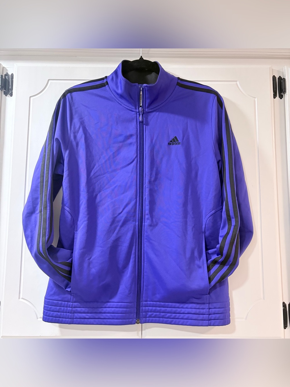 Adidas 3 Stripe Full Zip Track Jacket Electric Purple + Black Performance Sz. M